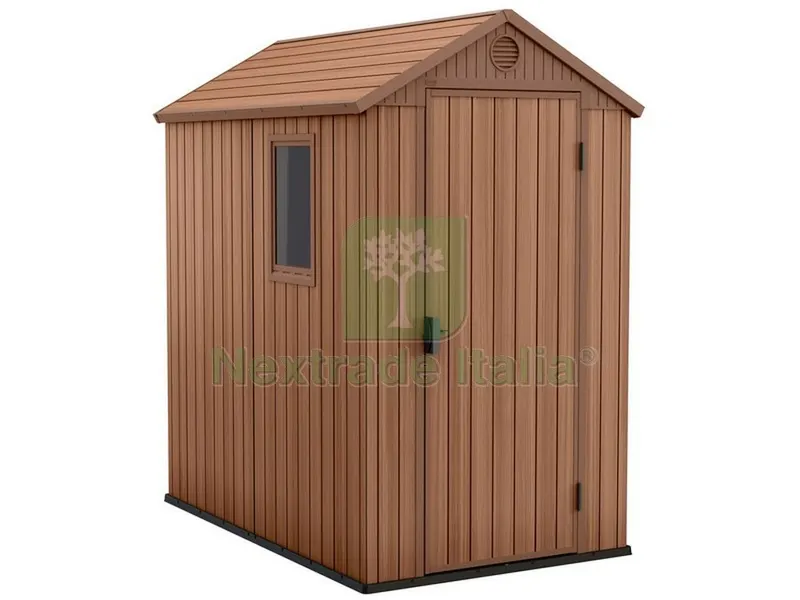Casetta da Giardino Darwin 4X6 cm.126x184,5x205 h col. Marrone — Gazebo e strutture giardino — rif. FERX.VIT50685 Casetta da Giardino Darwin 4X6 cm.126x184,5x205 h col. Marrone — Gazebo e strutture giardino — rif. FERX.VIT50685