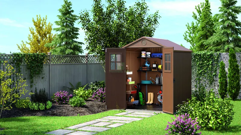 Casetta da Giardino Darwin 6X6 cm.190x183x221 h col. Marrone — Gazebo e strutture giardino — rif. FERX.VIT57430 — foto 2 Casetta da Giardino Darwin 6X6 cm.190x183x221 h col. Marrone — Gazebo e strutture giardino — rif. FERX.VIT57430 — foto 2