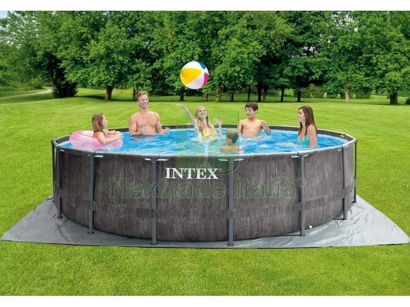 Piscina Tonda Frame Prisma Greywood con Pompa Filtro Ø cm. 549x122 h — Tempo libero outdoor — rif. FERX.VIT48632