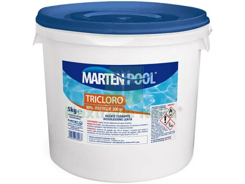 TRICLORO IN PASTIGLIE 200 GR. kg. 5 — Trattamento acqua piscina — rif. FERX.VIT52256 TRICLORO IN PASTIGLIE 200 GR. kg. 5 — Trattamento acqua piscina — rif. FERX.VIT52256