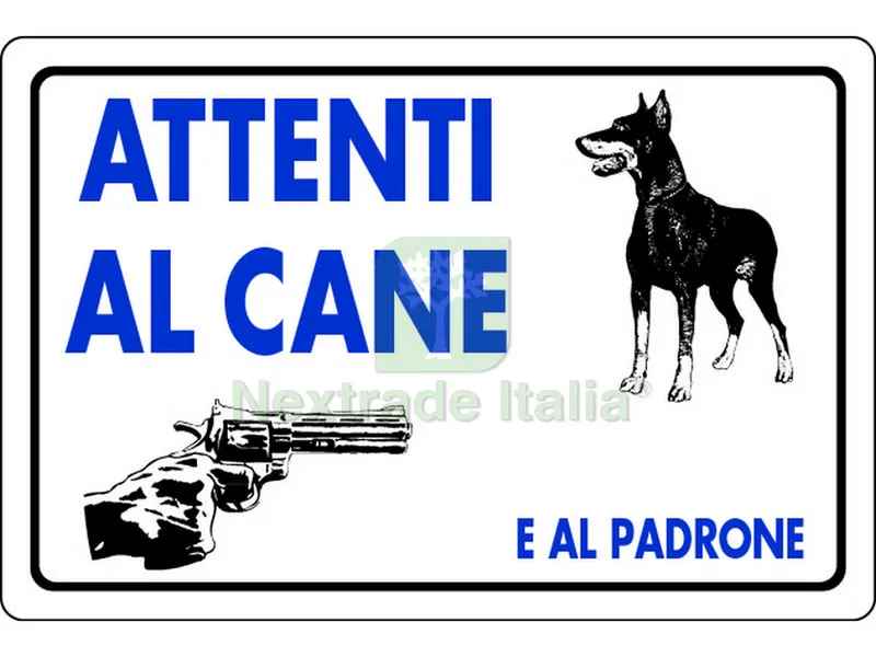 10PZ CARTELLO SEGNALETICO ATTENTI AL CANE E AL PADRONE cm. 30x20 — Utensili e segnaletica — rif. FERX.VIT15009