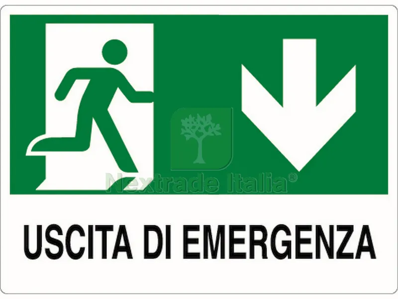 10PZ Cartello Segnaletico Uscita di Emergenza cm. 30x20 — Utensili e segnaletica — rif. FERX.VIT19054 10PZ Cartello Segnaletico Uscita di Emergenza cm. 30x20 — Utensili e segnaletica — rif. FERX.VIT19054