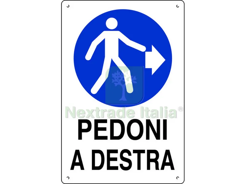 10PZ CARTELLO SEGNALETICO PEDONI A DESTRA cm. 40x60 — Utensili e segnaletica — rif. FERX.VIT40599
