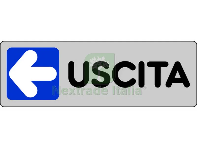 Etichetta Segnaletica Adesiva Uscita a Sinistra 10 PZ. cm. 15x5. — Segnaletica e cartelli cantiere — rif. FERX.VIT19578