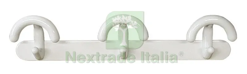 8PZ Appendiabito con 1/2 Pomolo 3 posti (cm. 46,5x11,5 h) Bianco — Maniglie e pomelli — rif. FERX.VIT21862