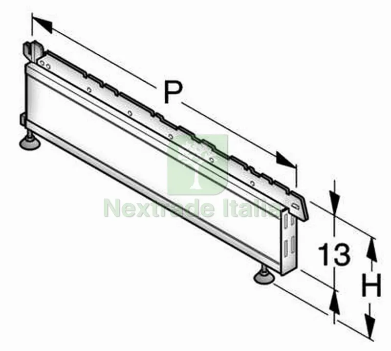 PIEDE BASE cm. 47x16 h Col. Bianco RAL9001 — Ferramenta per legno e mobili — rif. FERX.VIT49774