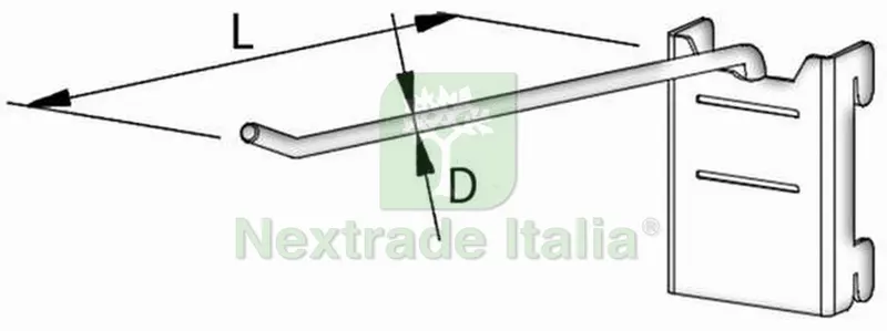 GANCIO PORTAUTENSILI Ø mm. 10x40 cm. Col. grigio RAL9006 — Ganci, moschettoni e anelli — rif. FERX.VIT49786