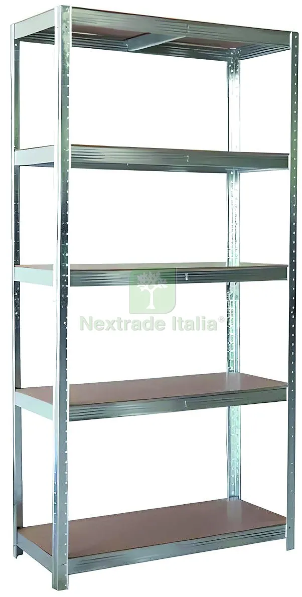 Kit Scaffale in Metallo Zincato e MDF cm. 90x40x180 h — Casalinghi e organizzazione — rif. FERX.VIT58010 Kit Scaffale in Metallo Zincato e MDF cm. 90x40x180 h — Casalinghi e organizzazione — rif. FERX.VIT58010