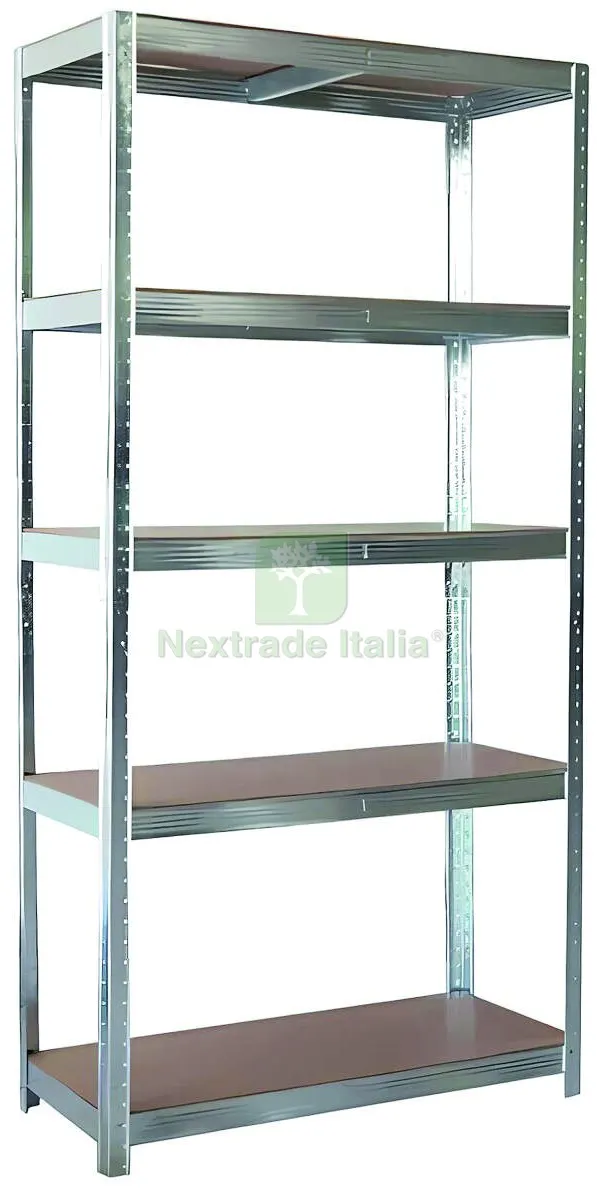 Kit Scaffale in Metallo Zincato e MDF cm. 90x45x200 h — Casalinghi e organizzazione — rif. FERX.VIT58012 Kit Scaffale in Metallo Zincato e MDF cm. 90x45x200 h — Casalinghi e organizzazione — rif. FERX.VIT58012