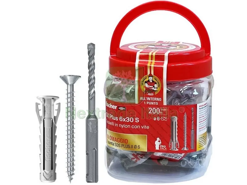 TASSELLO SX Plus 8x40 S BOX 120 PEZZI + OMAGGIO PUNTA SDS Plus — Tasselli e ancoraggi — rif. FERX.VIT53976 TASSELLO SX Plus 8x40 S BOX 120 PEZZI + OMAGGIO PUNTA SDS Plus — Tasselli e ancoraggi — rif. FERX.VIT53976