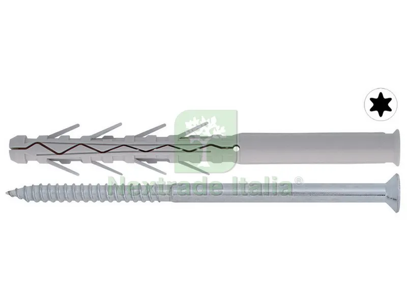 TASSELLO TUP4 CON VITE TORX 100 PZ. mm. 8x80 — Tasselli e ancoraggi — rif. FERX.VIT40131 TASSELLO TUP4 CON VITE TORX 100 PZ. mm. 8x80 — Tasselli e ancoraggi — rif. FERX.VIT40131