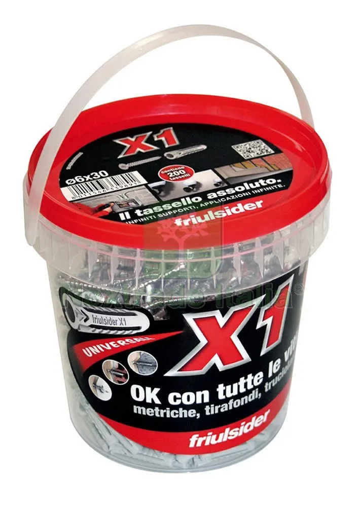 TASSELLO UNIVERSALE X1 EVO CON VITE In box 100 PZ. mm. 8x40 — Tasselli e ancoraggi — rif. FERX.VIT33897