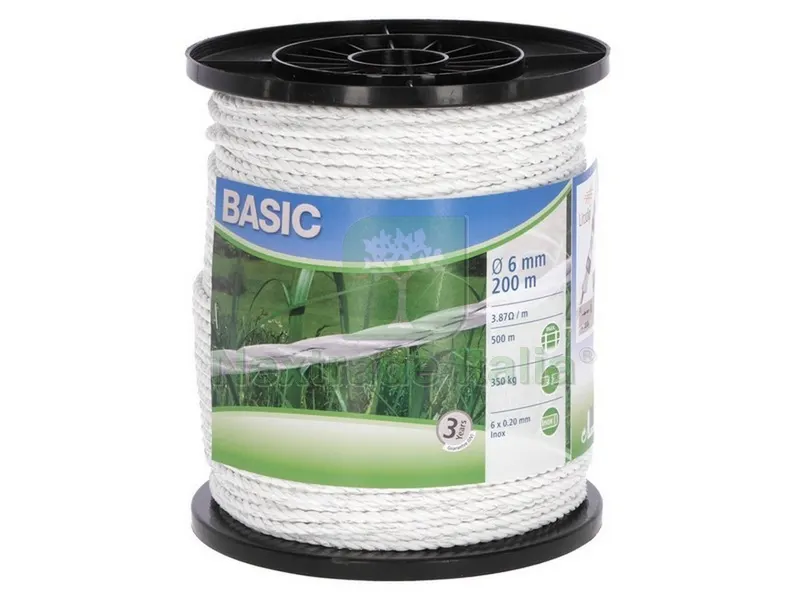 CORDA ELETTRIFICATA TONDO PER RECINTO BASIC BIANCO mt. 200 Ø mm. 6 fili 6 — Cavi e fili — rif. FERX.VIT48084