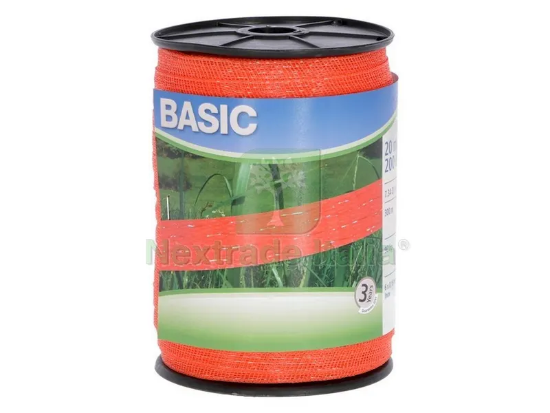 FETTUCCIA ELETTRIFICATA PER RECINTO BASIC ARANCIONE mt. 200 h. cm.2 fili 6 — Recinto elettrico — rif. FERX.VIT48083 FETTUCCIA ELETTRIFICATA PER RECINTO BASIC ARANCIONE mt. 200 h. cm.2 fili 6 — Recinto elettrico — rif. FERX.VIT48083