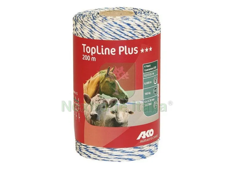 Filo Elettrificato Tondo per Recinto Topline Plus Bianco/Blu mt. 200 fili 6 — Recinto elettrico — rif. FERX.VIT48051 Filo Elettrificato Tondo per Recinto Topline Plus Bianco/Blu mt. 200 fili 6 — Recinto elettrico — rif. FERX.VIT48051
