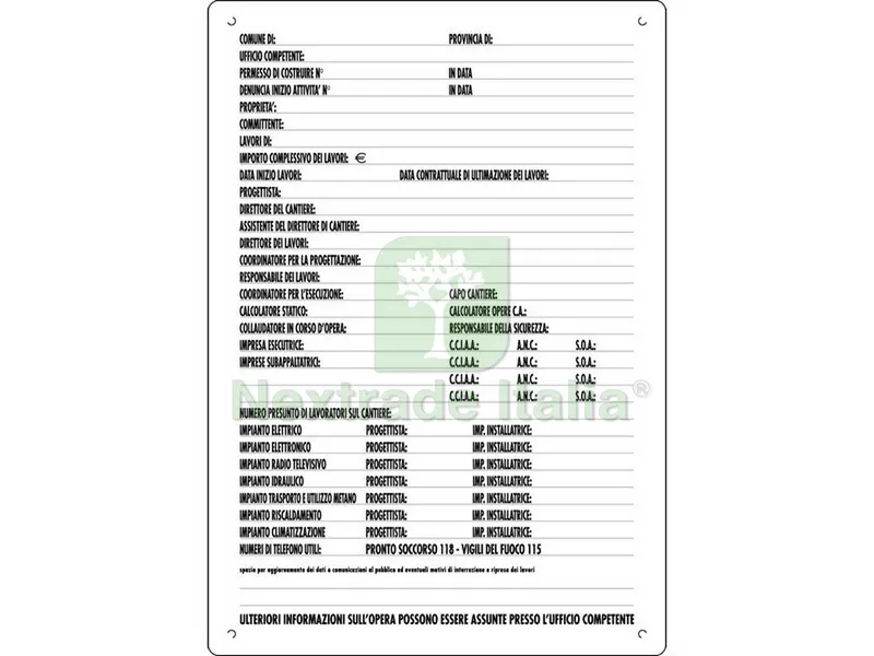 10PZ Cartello Segnaletico Concessioni Edili cm. 40x60 — Utensili e segnaletica — rif. FERX.VIT18620 10PZ Cartello Segnaletico Concessioni Edili cm. 40x60 — Utensili e segnaletica — rif. FERX.VIT18620