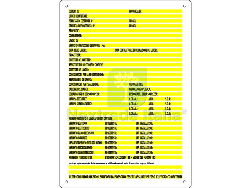CARTELLO SEGNALETICO CONCESSIONI EDILI cm. 60x80 — Utensili e segnaletica — rif. FERX.VIT15990
