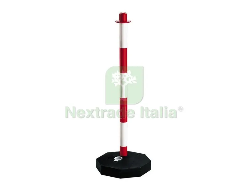 10PZ Colonnina Segnaletica Bianca/Rosso con Base Riempibile H. cm. 90 — Utensili e segnaletica — rif. FERX.VIT45558
