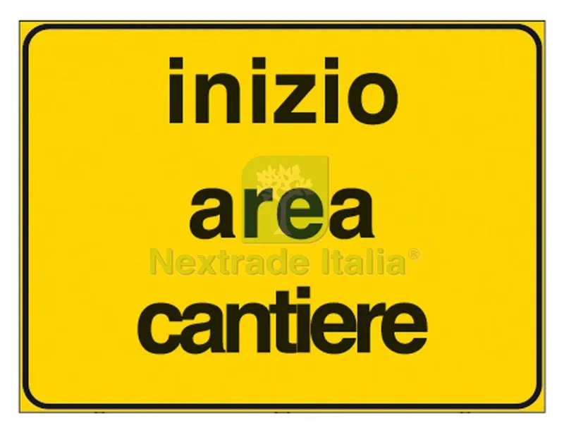SEGNALE INIZIO AREA CANTIERE FIGURA 2107 cm. 60x40 — Raccordi in ghisa e figure — rif. FERX.VIT31073