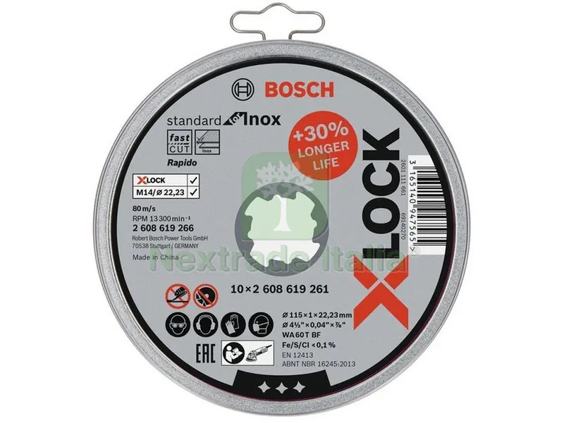 Box Dischi Abrasivi X-Lock 10 PZ. per inox Ø mm. 115x1,0x22,23 — Abrasivi e mole — rif. FERX.VIT50688