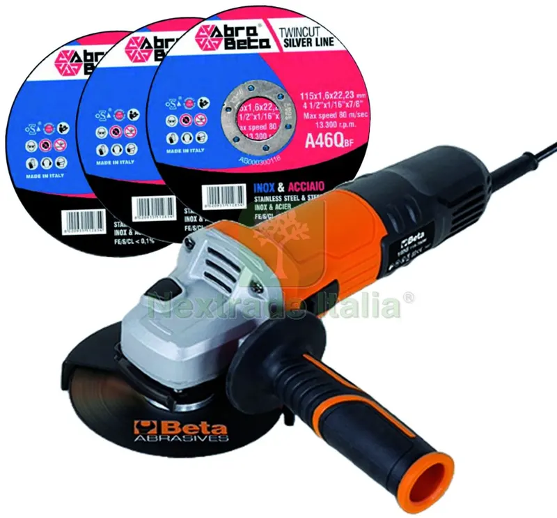 Abra Kit 300 Dischi Inox /FERRO mm 115x1,6 + Smerigliatrice Angolare 115 mm. 750 W — Smerigliatrici e seghe — rif. FERX.VIT57886