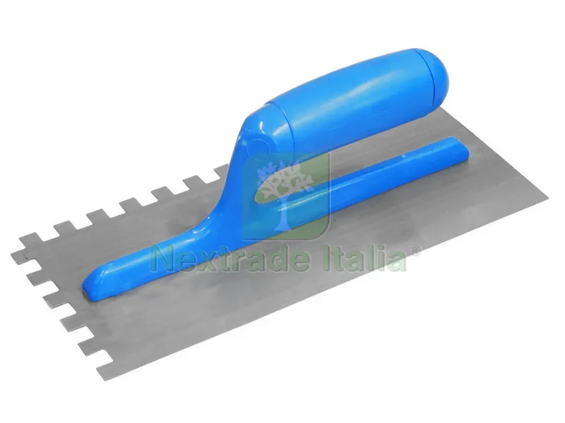 6PZ Frattazzo USA Dentato SUP/Destro Manico ABS Blu cm. 28x12 dentatura mm.10x1 — Utensili muratura — rif. FERX.VIT39378