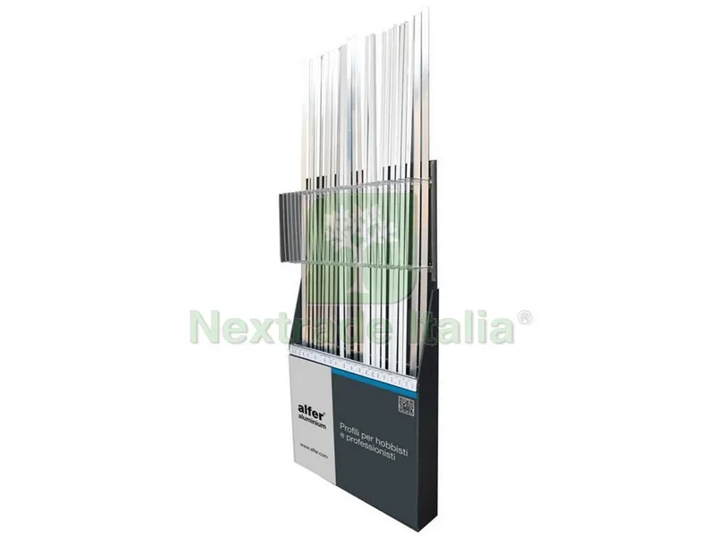 Espositore Profili Alluminio Satinato 210 Pezzi cm. 200 — Materiale promozionale e POP — rif. FERX.VIT54591 Espositore Profili Alluminio Satinato 210 Pezzi cm. 200 — Materiale promozionale e POP — rif. FERX.VIT54591