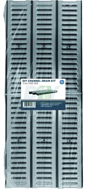 Kit 3 PZ. Canalette NOR cm. 13x100x5 h + 3 Griglie Zincate cm. 13x100 + 2 Tappi — Scarichi e sifoni — rif. FERX.VIT59847 Kit 3 PZ. Canalette NOR cm. 13x100x5 h + 3 Griglie Zincate cm. 13x100 + 2 Tappi — Scarichi e sifoni — rif. FERX.VIT59847