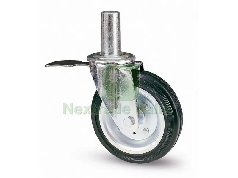 Ruota Girevole per PONTEGGI+FRENO art.80BISBI mm.200-perno mm.40x190 — Ruote e rotelle — rif. FERX.VIT44712
