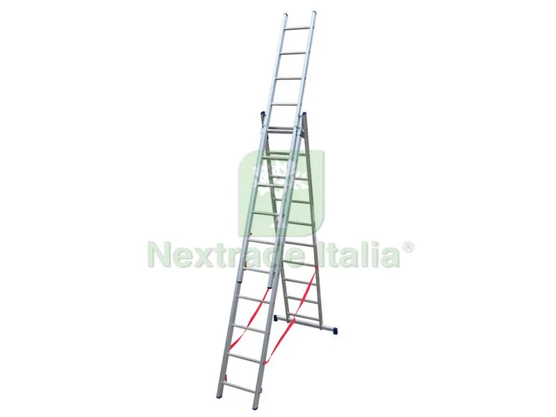 SCALA IN ALLUMINIO A 3 ELEMENTI STILO Gradini N°3x 9 H max cm. 594 — Scale e sgabelli — rif. FERX.VIT35207