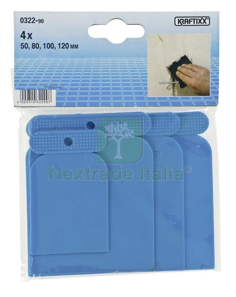 10CF SET SPATOLE IN PLASTICA 4 PZ. mm. 50/80/100/120 — Spatole e attrezzi per stesura — rif. FERX.VIT44927 10CF SET SPATOLE IN PLASTICA 4 PZ. mm. 50/80/100/120 — Spatole e attrezzi per stesura — rif. FERX.VIT44927