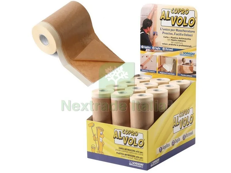 Carta per Mascheratura + Nastro Adesivo CM.18 x 20MT espositore 24 pezzi — Adesivi e sigillanti — rif. FERX.VIT49021