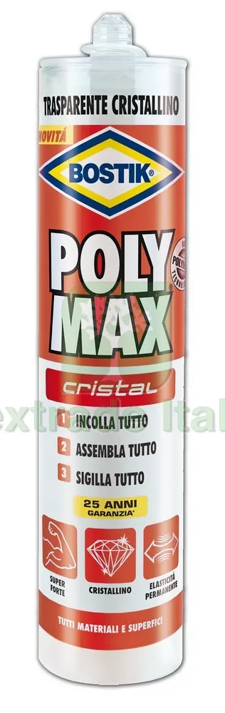 12PZ COLLA BOSTIK POLY MAX CRISTAL gr. 300 - Trasparente — Adesivi e sigillanti — rif. FERX.VIT32981 12PZ COLLA BOSTIK POLY MAX CRISTAL gr. 300 - Trasparente — Adesivi e sigillanti — rif. FERX.VIT32981