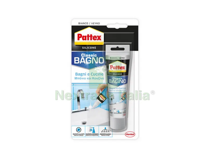 SILICONE PATTEX BAGNI E CUCINE BIANCO BLISTER ml. 50 — Adesivi e sigillanti — rif. FERX.VIT10507