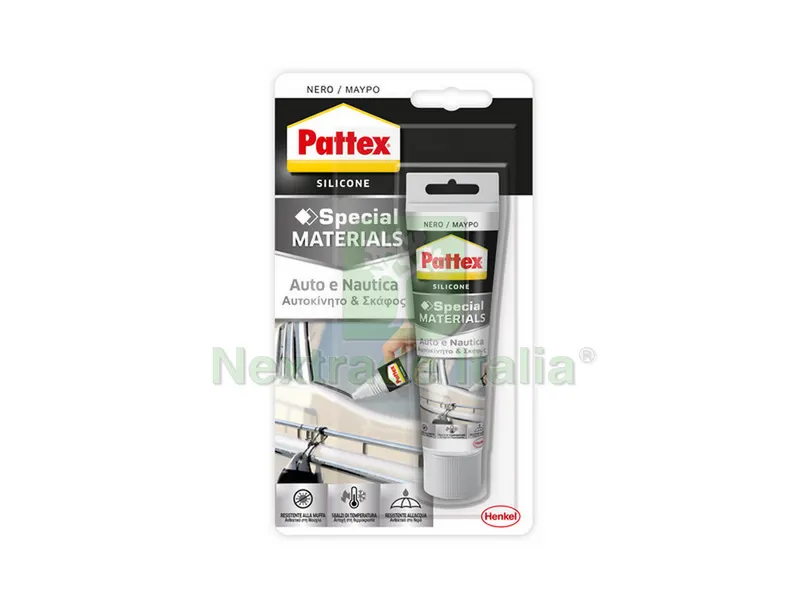 SILICONE PATTEX AUTO E NAUTICA NERO BLISTER ml. 50 — Adesivi e sigillanti — rif. FERX.VIT14046