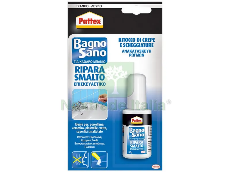 RIPARA SMALTO PATTEX BAGNO SANO gr. 50 — Vernici e smalti — rif. FERX.VIT749 RIPARA SMALTO PATTEX BAGNO SANO gr. 50 — Vernici e smalti — rif. FERX.VIT749