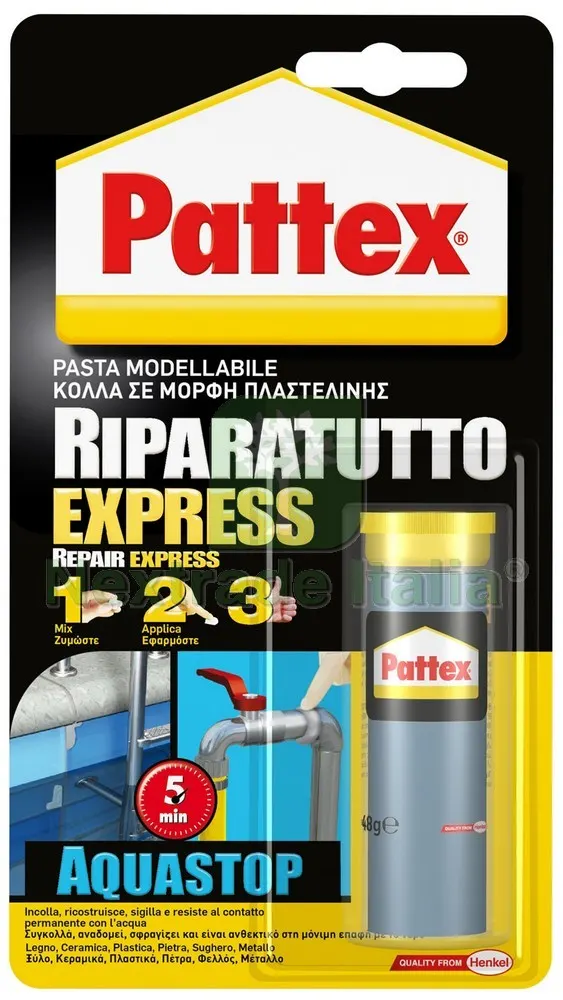 ADESIVO PATTEX RIPARATUTTO EXPRESS ACQUASTOP gr. 48 — Adesivi e sigillanti — rif. FERX.VIT30231 ADESIVO PATTEX RIPARATUTTO EXPRESS ACQUASTOP gr. 48 — Adesivi e sigillanti — rif. FERX.VIT30231