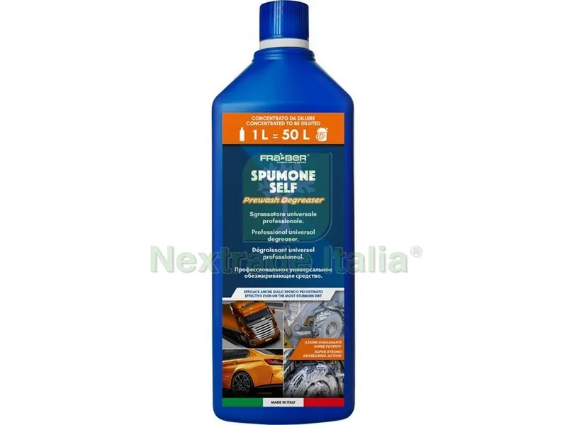 Sgrassatore Concentrato Prelavaggio Auto ''spumone Self'' Lt. 1 — Sgrassanti e detergenti pittura — rif. FERX.VIT54987 Sgrassatore Concentrato Prelavaggio Auto ''spumone Self'' Lt. 1 — Sgrassanti e detergenti pittura — rif. FERX.VIT54987
