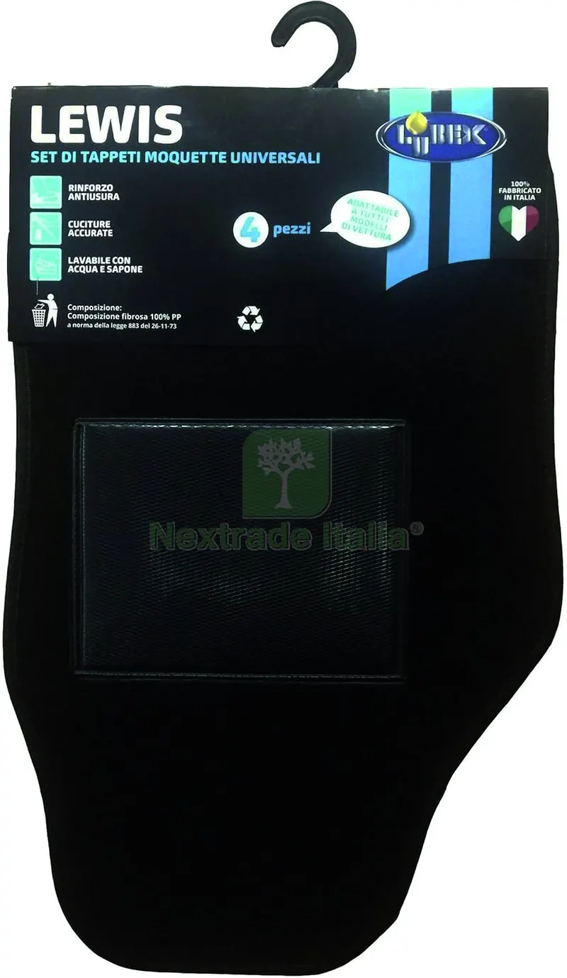Lubex SET 4 TAPPETI UNIVERSALI PER AUTO IN MOQUETTE ''LEWIS'' con grip antiscivolo — Cura e pulizia auto — rif. FERX.VIT59157