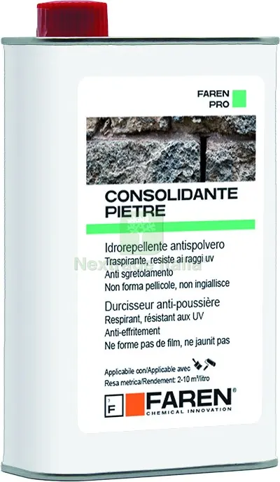 CONSOLIDANTE PIETRA IDROREPELLENTE ANTISPOLVERO A BASE SOLVENTE lt. 1 — Protezione piante e sementi — rif. FERX.VIT59603 CONSOLIDANTE PIETRA IDROREPELLENTE ANTISPOLVERO A BASE SOLVENTE lt. 1 — Protezione piante e sementi — rif. FERX.VIT59603