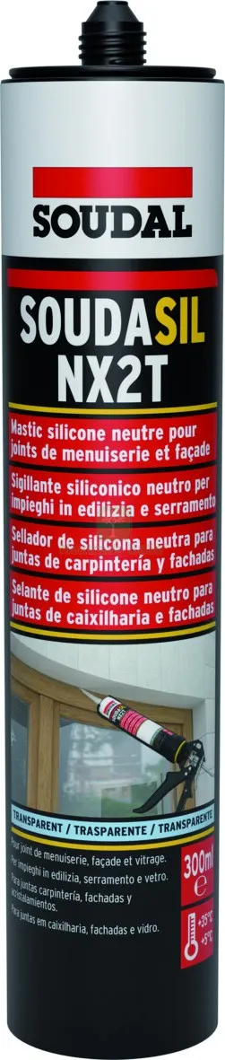 12PZ SILICONE NEUTRO PER EDILIZIA ''SOUDASIL NX2T'' ml. 300 - Trasparente — Adesivi e sigillanti — rif. FERX.VIT59052