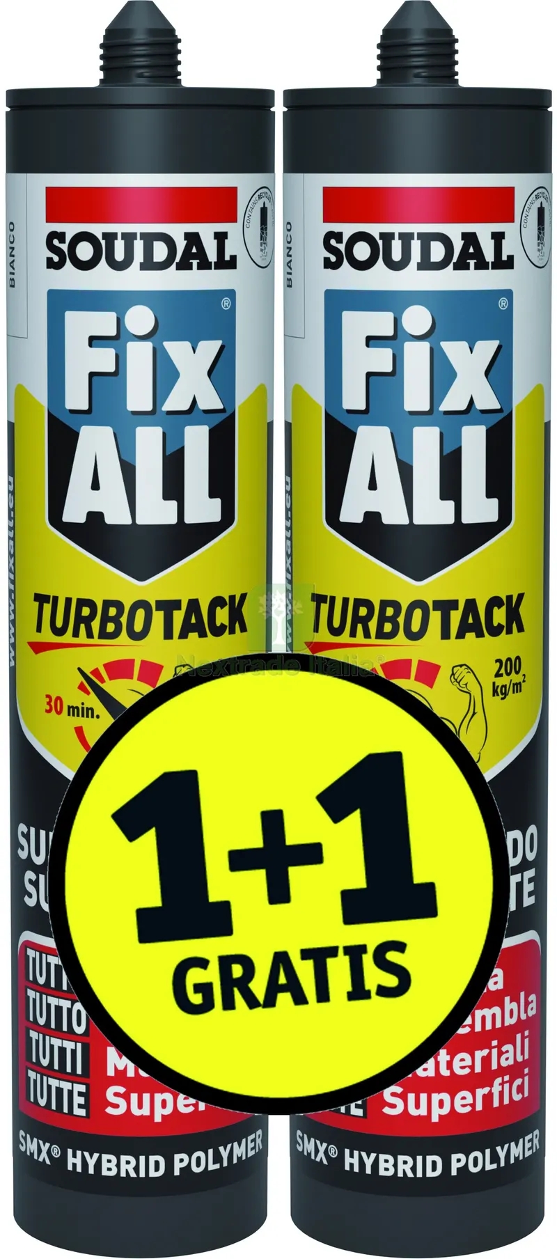 6PZ Adesivo di Montaggio ''fixall Turbotack 1+1 Omaggio '' ml. 290 -Bianco — Adesivi e sigillanti — rif. FERX.VIT59068 6PZ Adesivo di Montaggio ''fixall Turbotack 1+1 Omaggio '' ml. 290 -Bianco — Adesivi e sigillanti — rif. FERX.VIT59068