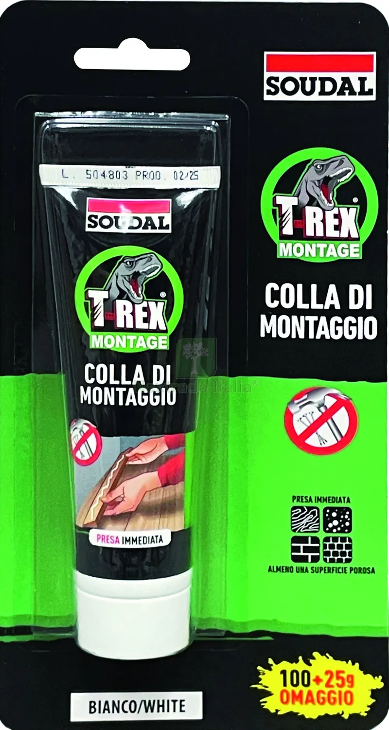 12PZ ADESIVO DI MONTAGGIO ''T-REX'' EFFETTO VENTOSA gr. 100+25 omaggio - Bianco — Adesivi e sigillanti — rif. FERX.VIT59067