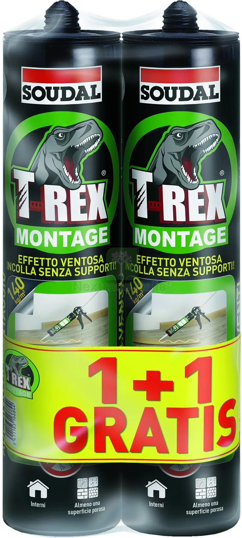 6PZ Adesivo di Montaggio ''T-REX 1+1 Omaggio'' Effetto Ventosa gr. 380 - Bianco — Adesivi e sigillanti — rif. FERX.VIT59749 6PZ Adesivo di Montaggio ''T-REX 1+1 Omaggio'' Effetto Ventosa gr. 380 - Bianco — Adesivi e sigillanti — rif. FERX.VIT59749