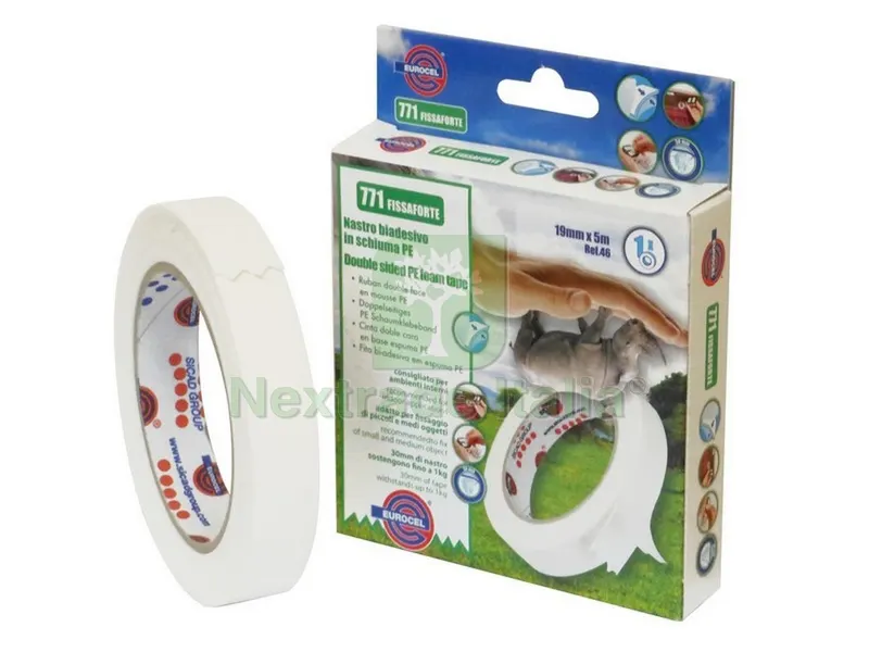 NASTRO BIADESIVO FISSAFORTE mm. 19x5 mt. col. Bianco — Adesivi e sigillanti — rif. FERX.VIT29496 NASTRO BIADESIVO FISSAFORTE mm. 19x5 mt. col. Bianco — Adesivi e sigillanti — rif. FERX.VIT29496