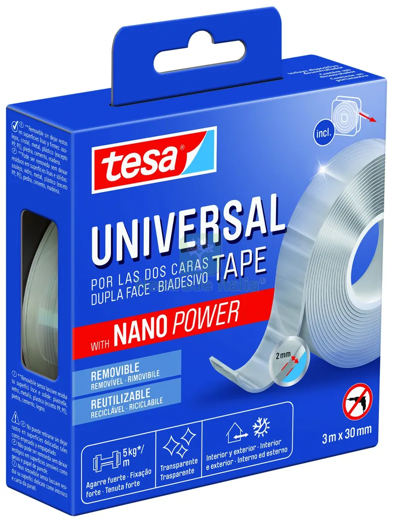 NASTRO BIADESIVO UNIVERSAL TAPE NANO POWER mm. 30x3 mt. col. Trasparente — Adesivi e sigillanti — rif. FERX.VIT59550 — foto 2