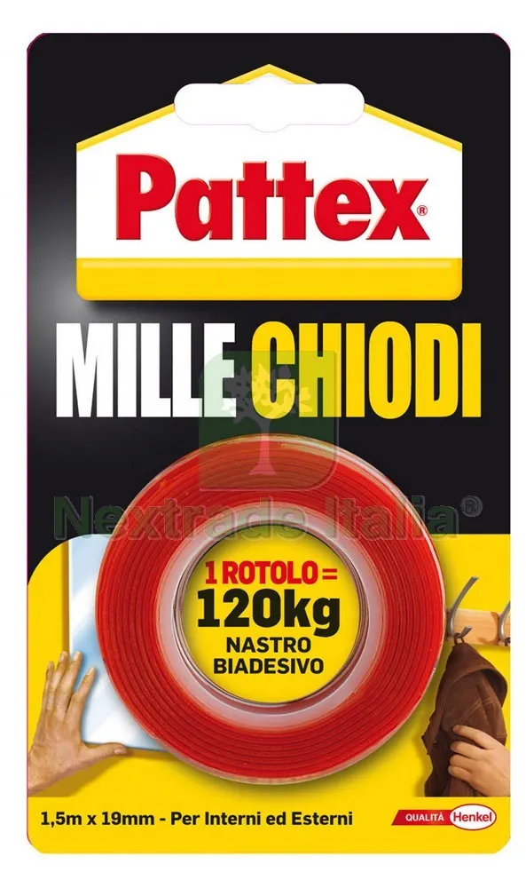 NASTRO BIADESIVO PATTEX MILLE CHIODI mm. 19x1,5 mt. — Adesivi e sigillanti — rif. FERX.VIT28541
