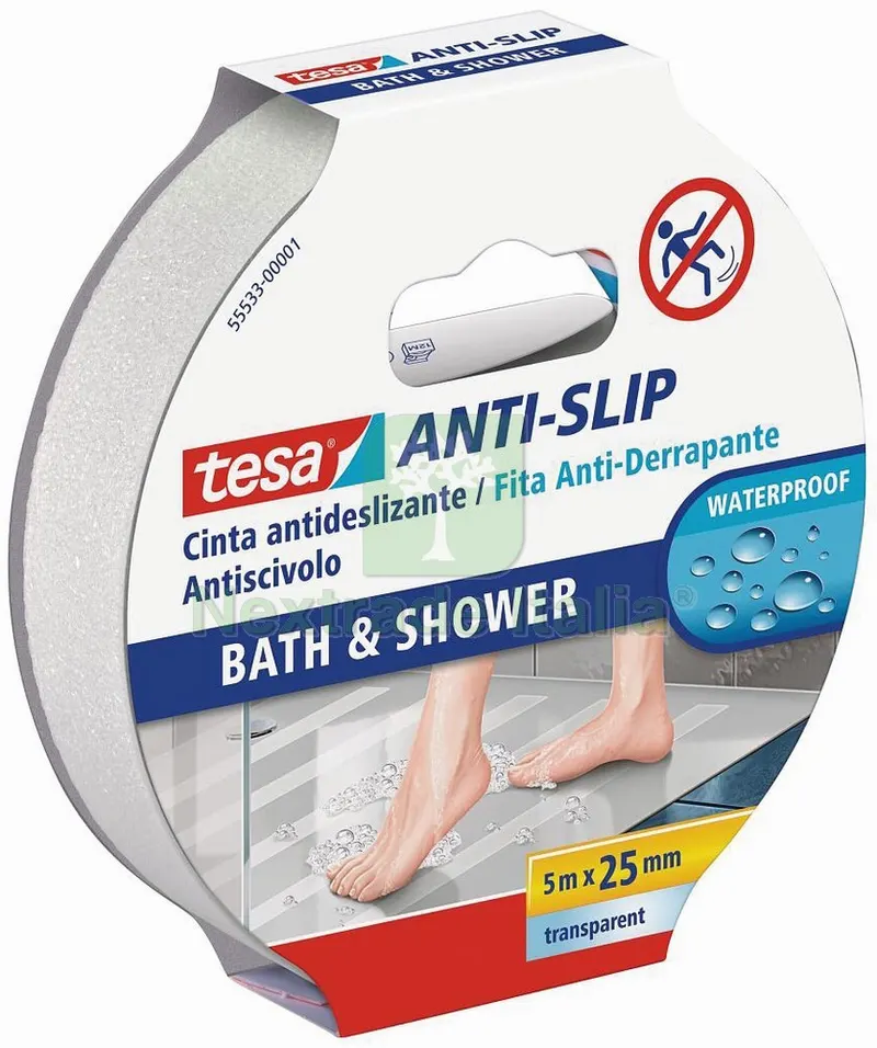 6RT Nastro Antisdrucciolo Adesivo per Bagno e Doccia mm. 25x5 mt. col. Traspare — Profili antiscivolo e gomma — rif. FERX.VIT55718 6RT Nastro Antisdrucciolo Adesivo per Bagno e Doccia mm. 25x5 mt. col. Traspare — Profili antiscivolo e gomma — rif. FERX.VIT55718