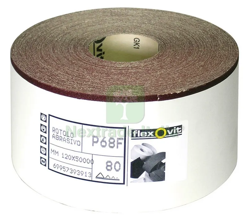 50MT CARTA ABRASIVA FLEXOVIT P68F cm. 12 (h) x 50 mt. grana 60 MT 50 — Punte, frese e dischi — rif. FERX.VIT12733 50MT CARTA ABRASIVA FLEXOVIT P68F cm. 12 (h) x 50 mt. grana 60 MT 50 — Punte, frese e dischi — rif. FERX.VIT12733