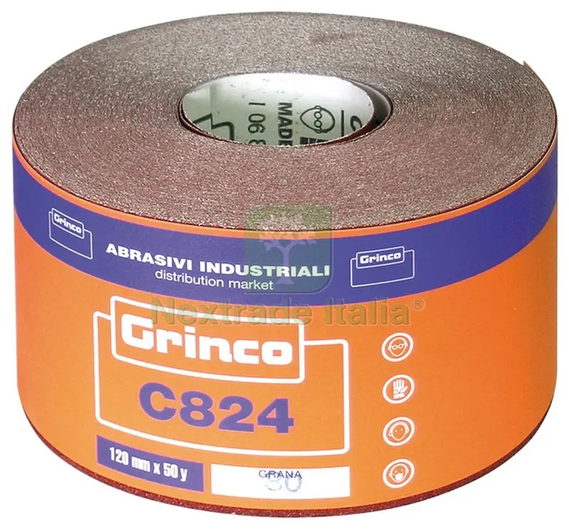 CARTA ABRASIVA GRINCO C824 CM.11,5 h X 45MT. grana 100 — Punte, frese e dischi — rif. FERX.VIT8101 CARTA ABRASIVA GRINCO C824 CM.11,5 h X 45MT. grana 100 — Punte, frese e dischi — rif. FERX.VIT8101